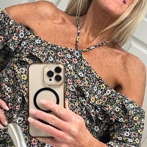 Sami & Jo cold shoulder flowy floral peasant blouse w ruffle accent size XL